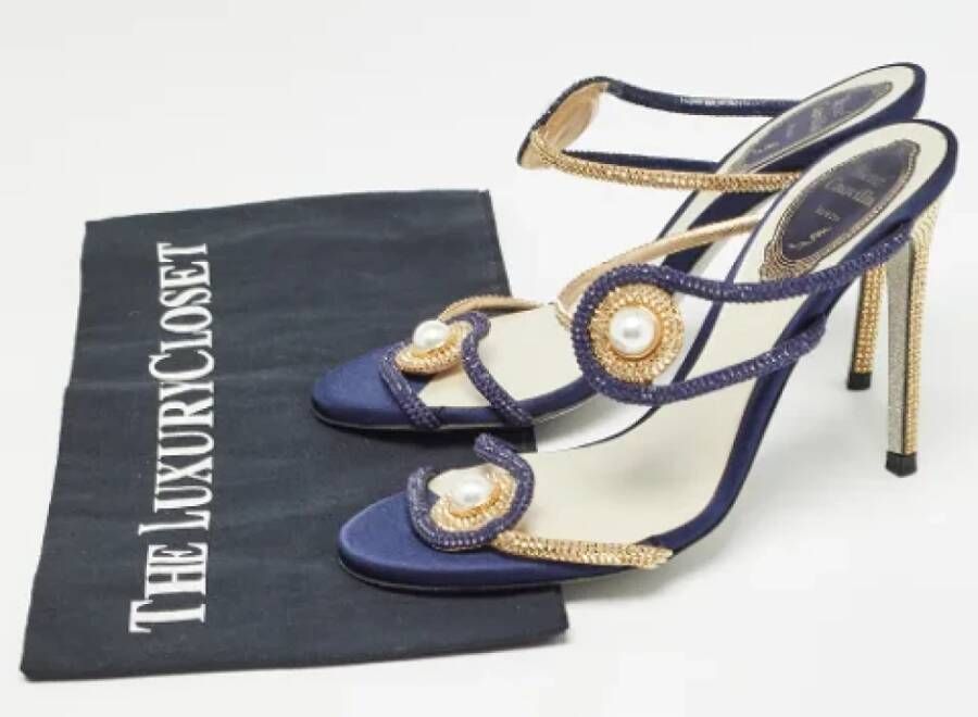 René Caovilla Pre-owned Satin sandals Blue Dames