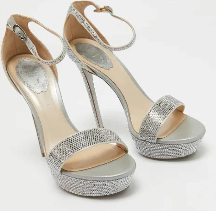 René Caovilla Pre-owned Satin sandals Gray Dames