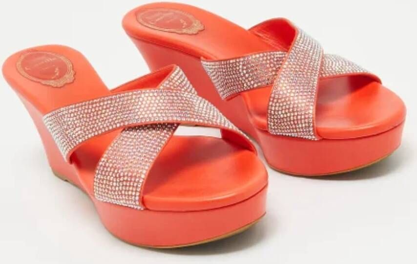 René Caovilla Pre-owned Satin sandals Orange Dames