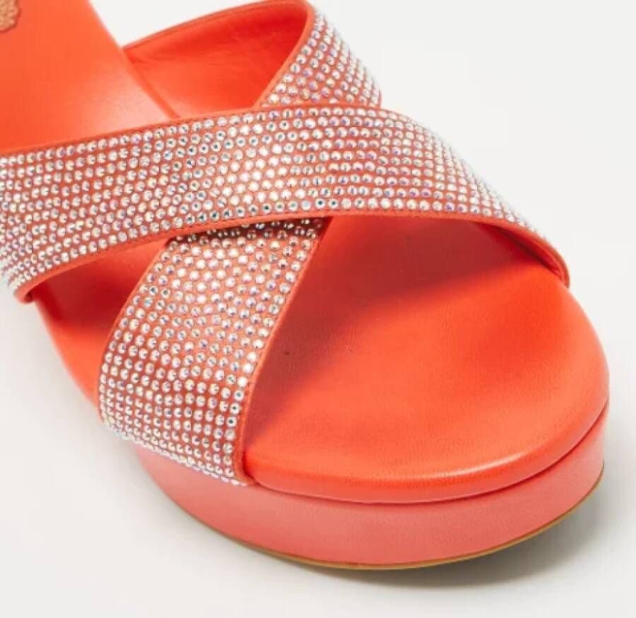 René Caovilla Pre-owned Satin sandals Orange Dames