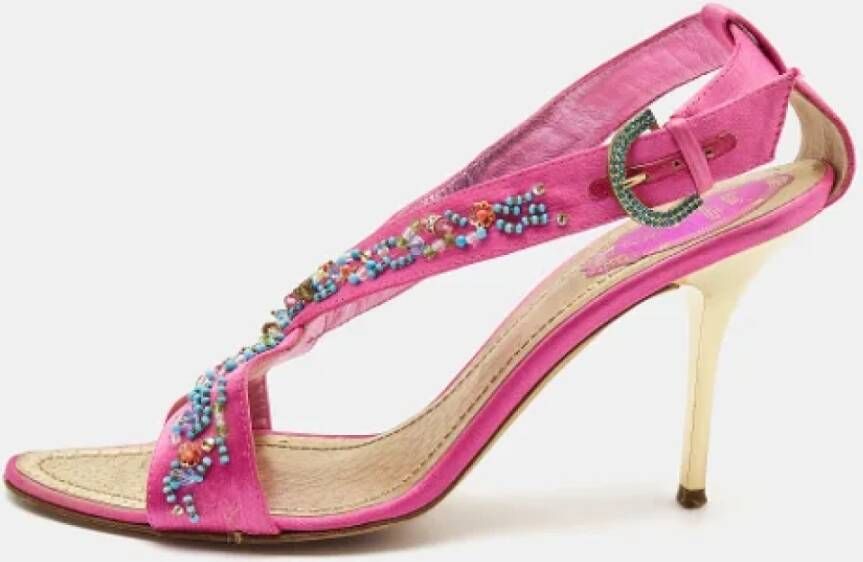 René Caovilla Pre-owned Satin sandals Pink Dames