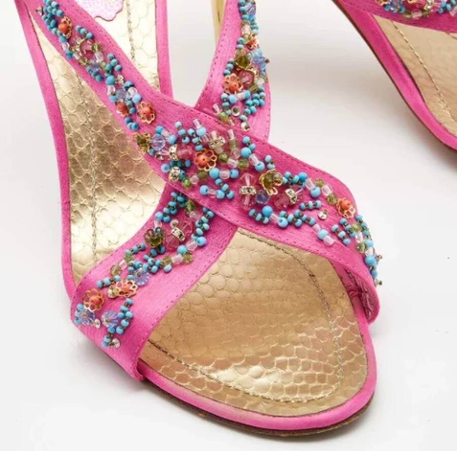 René Caovilla Pre-owned Satin sandals Pink Dames