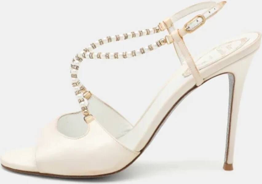 René Caovilla Pre-owned Satin sandals White Dames