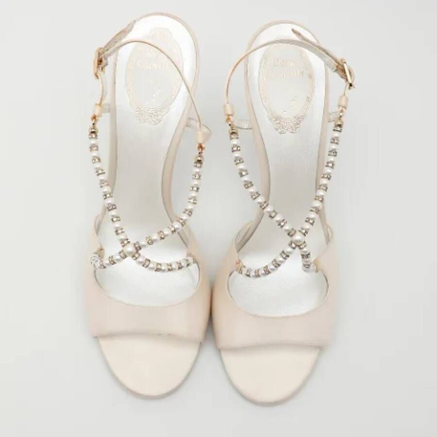 René Caovilla Pre-owned Satin sandals White Dames