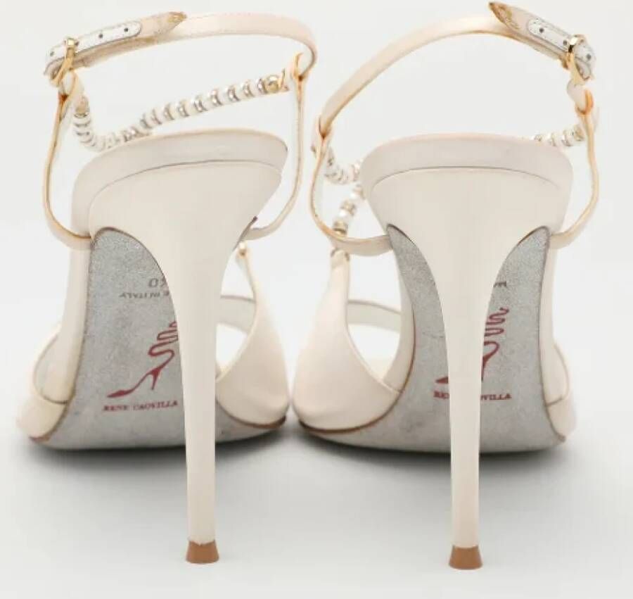 René Caovilla Pre-owned Satin sandals White Dames