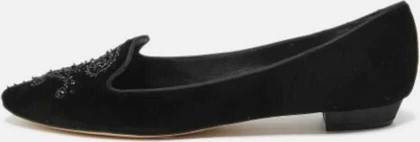 René Caovilla Pre-owned Velvet flats Black Dames