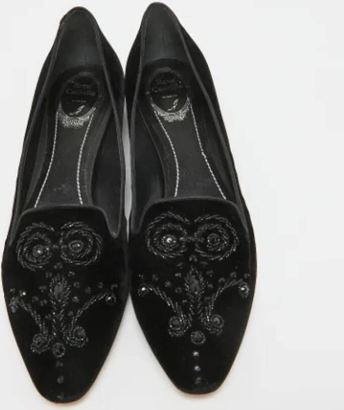 René Caovilla Pre-owned Velvet flats Black Dames