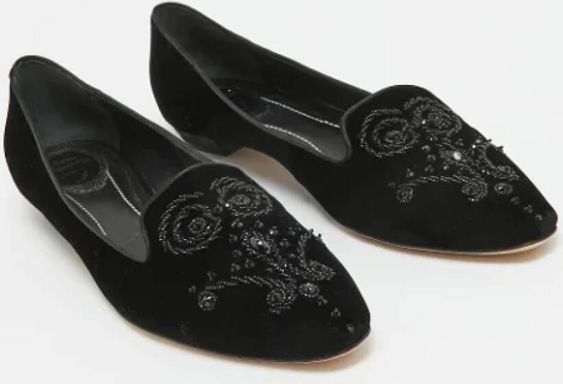 René Caovilla Pre-owned Velvet flats Black Dames