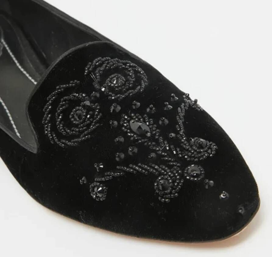 René Caovilla Pre-owned Velvet flats Black Dames