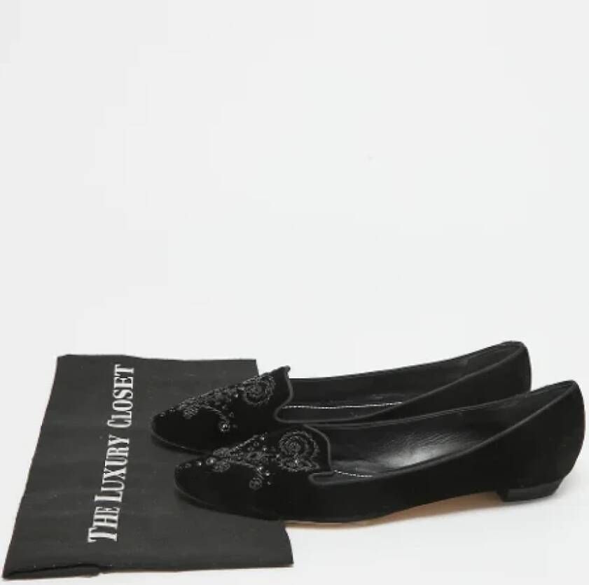 René Caovilla Pre-owned Velvet flats Black Dames