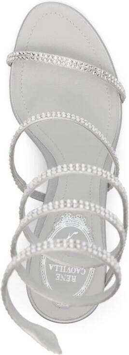 René Caovilla Rhinestone Embellished Wraparound Style Heels Gray Dames