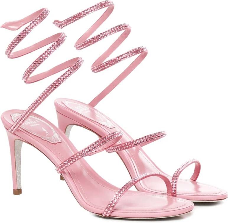 René Caovilla Roze Leren Sandalen Made in Italy Pink Dames