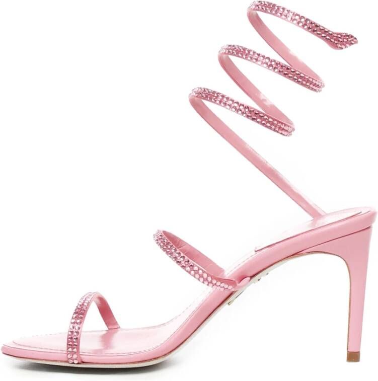 René Caovilla Roze Leren Sandalen Made in Italy Pink Dames