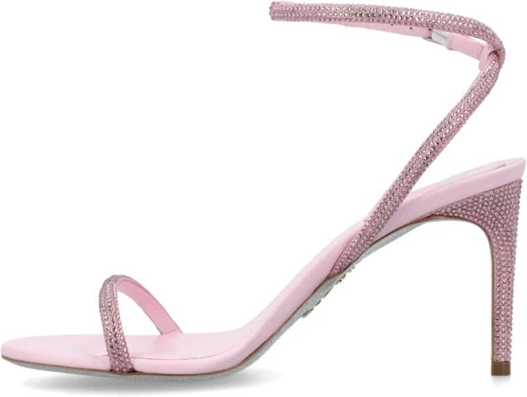 René Caovilla Roze satijnen stiletto sandalen met strass Pink Dames