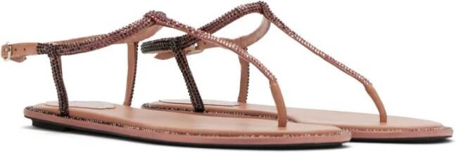 René Caovilla Roze Strass T-Bar Sandalen Pink Dames