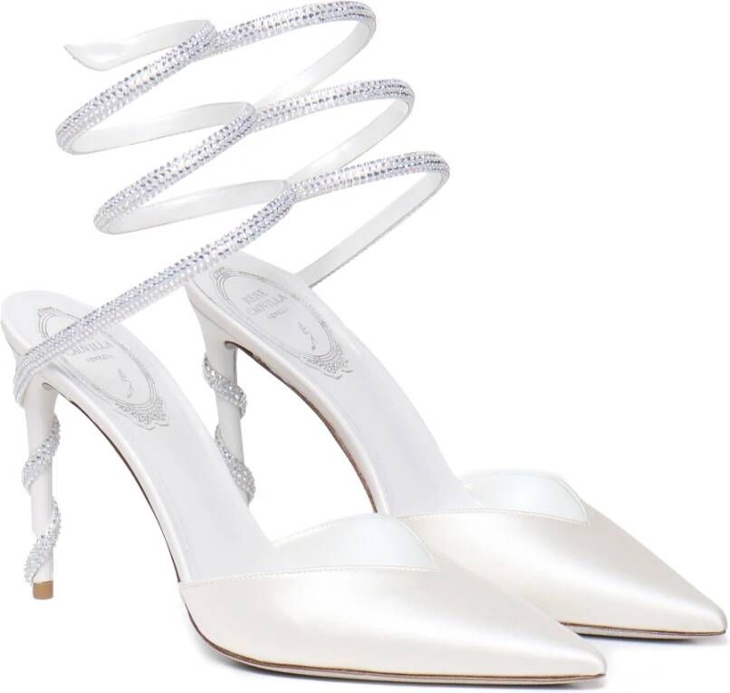 René Caovilla Witte Slingback Hiel met Vlechtontwerp Gray Dames