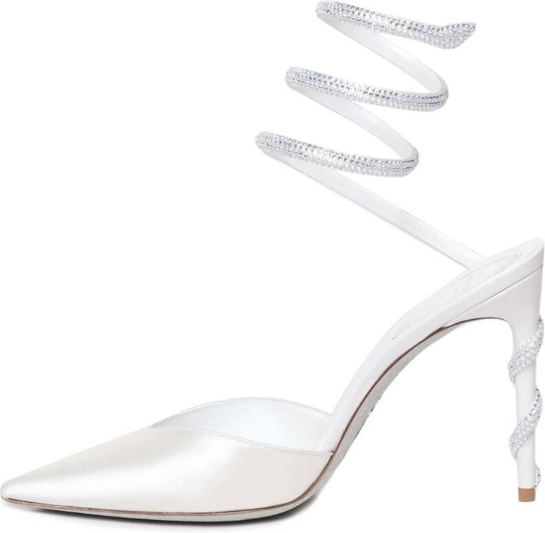 René Caovilla Witte Slingback Hiel met Vlechtontwerp Gray Dames