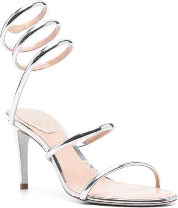 René Caovilla Zilver Metallic Stiletto Hak Schoenen Gray Dames