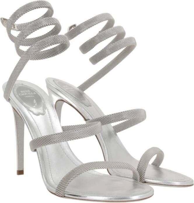 René Caovilla Zilveren Metallic Sandalen met Slang Detail Gray Dames