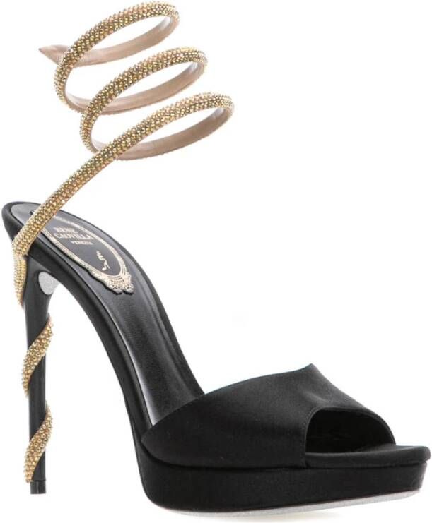 René Caovilla Zwarte Sandalen met Bandjes Black Dames