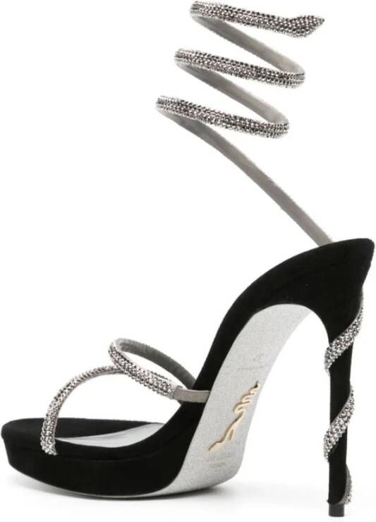 René Caovilla Zwarte Strappy Sandalen Black Dames