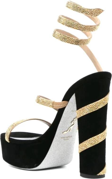 René Caovilla Zwarte Strappy Sandalen Black Dames