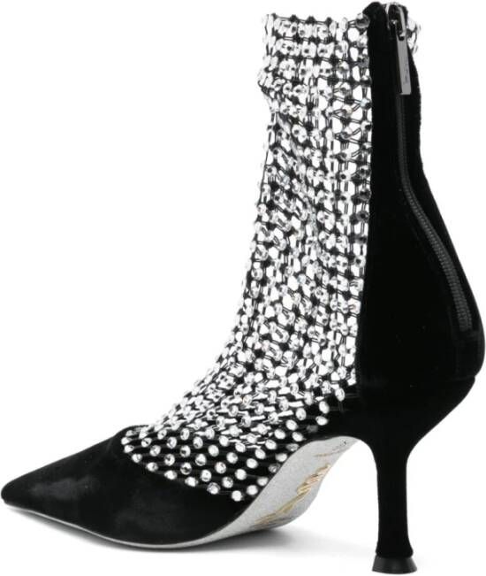 René Caovilla Zwarte Strass Mesh Stiletto Hakken Black Dames