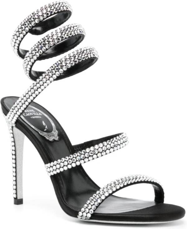 René Caovilla Zwarte Strass Verfraaide Sandalen Black Dames