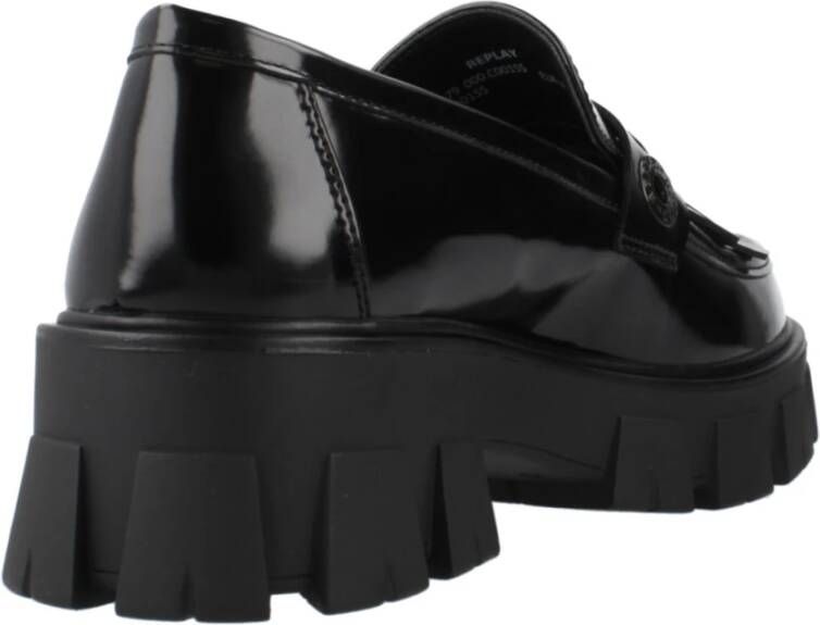 Replay Stijlvolle Loafers Kabel Moccasins Black Dames