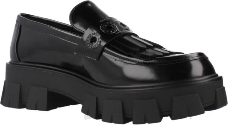 Replay Stijlvolle Loafers Kabel Moccasins Black Dames