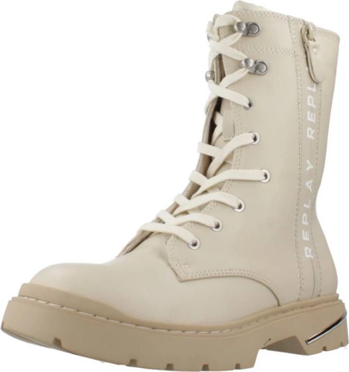 Replay Stijlvolle Veterschoenen met Rits Beige Dames