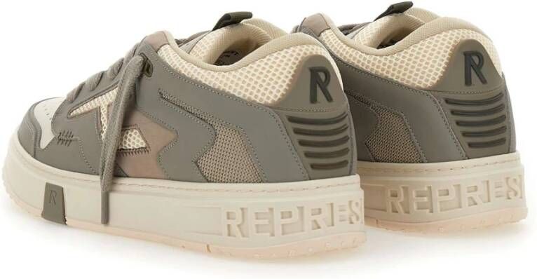 Represent Taupe en Crème Leren Sneakers Gray Heren