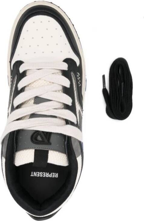 Represent Zwart Wit Leren Veterschoenen Black Heren