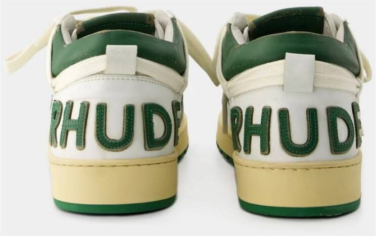 Rhude Wit Groen Leren Lage Sneakers Multicolor Heren