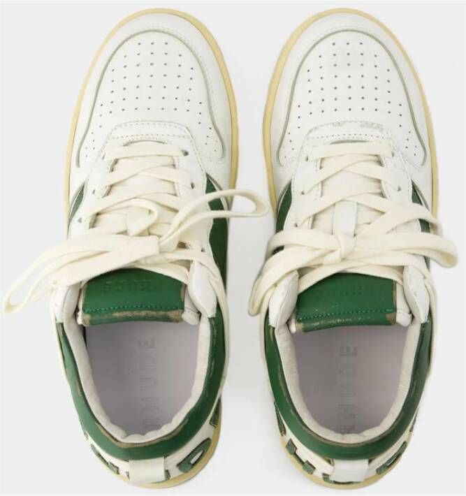 Rhude Wit Groen Leren Lage Sneakers Multicolor Heren