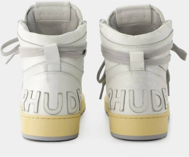 Rhude Witte Leren Hi-Top Sneakers White Heren