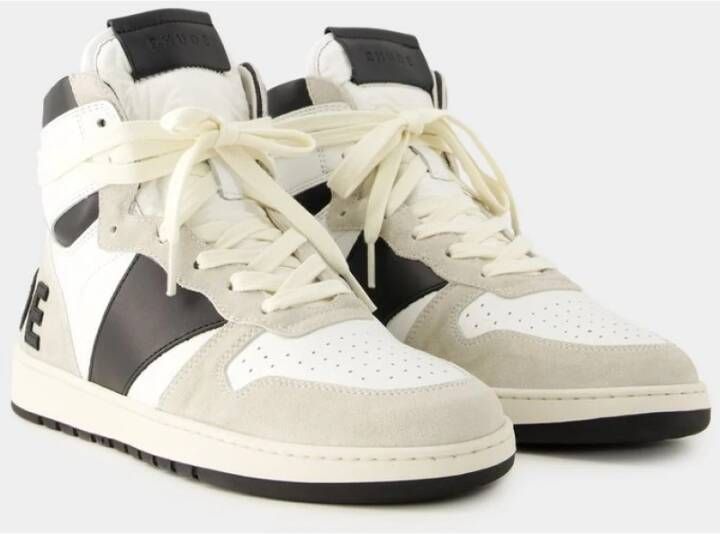 Rhude Witte Zwarte Leren Hi Sneakers White Heren