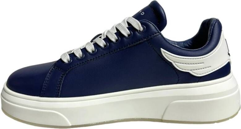 Richmond Blauwe leren sneaker met wit logo Blue Heren