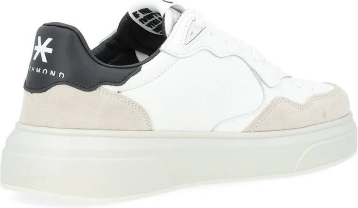 Richmond Witte en beige leren en suède sneakers White Heren