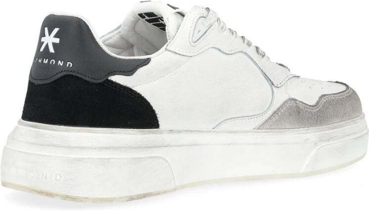 Richmond Witte Leren Sneaker met Suède Details White Heren