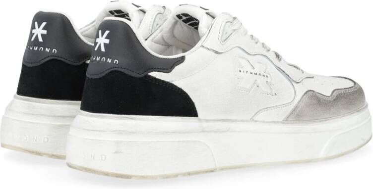 Richmond Witte Leren Sneaker met Suède Details White Heren