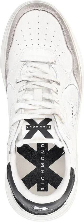 Richmond Witte Leren Sneaker met Suède Details White Heren