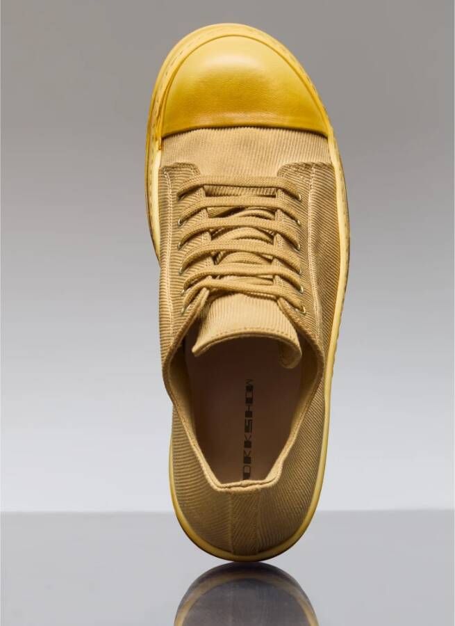 Rick Owens Corduroy Lage Top Sneakers Yellow Heren