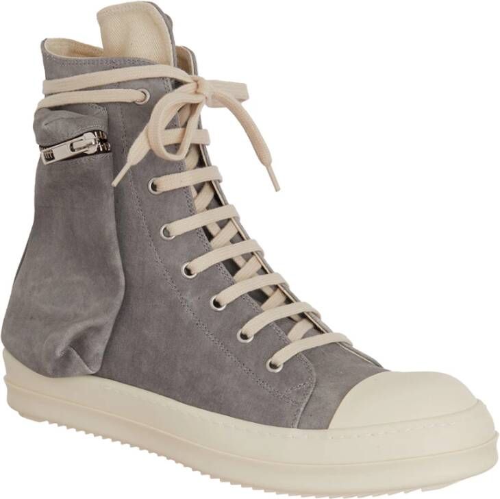 Rick Owens Denim Cargo High Top Sneaker Gray Heren