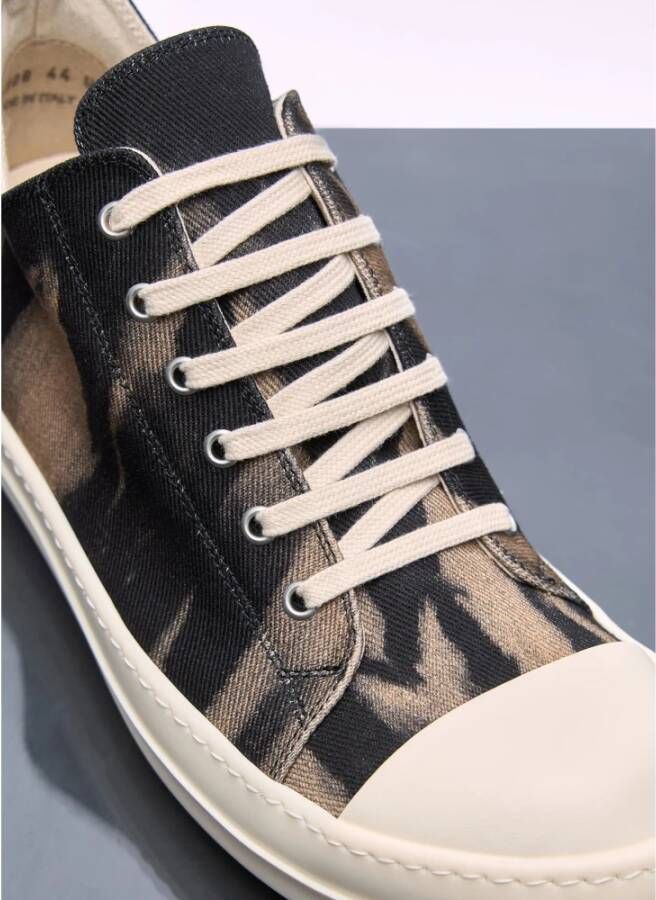 Rick Owens Denim Grafische Lage Sneakers Black Heren