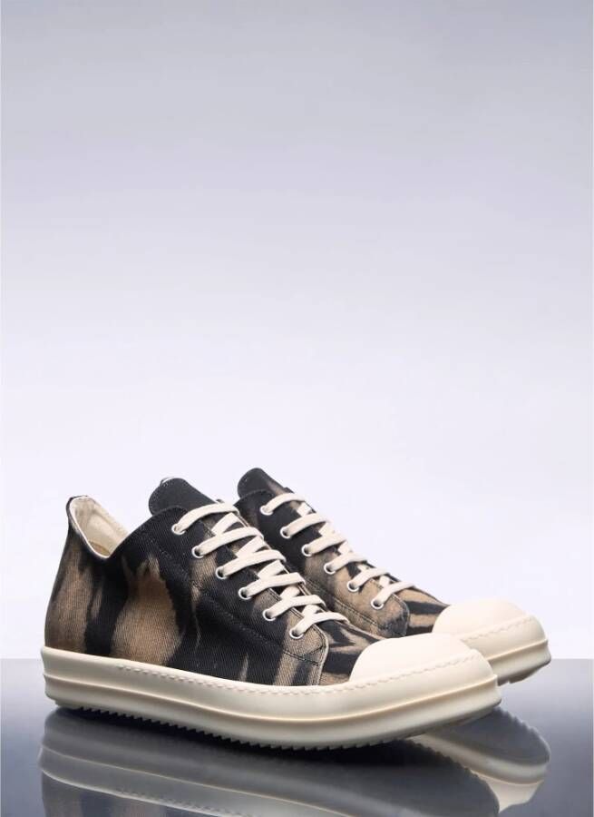 Rick Owens Denim Grafische Lage Sneakers Black Heren