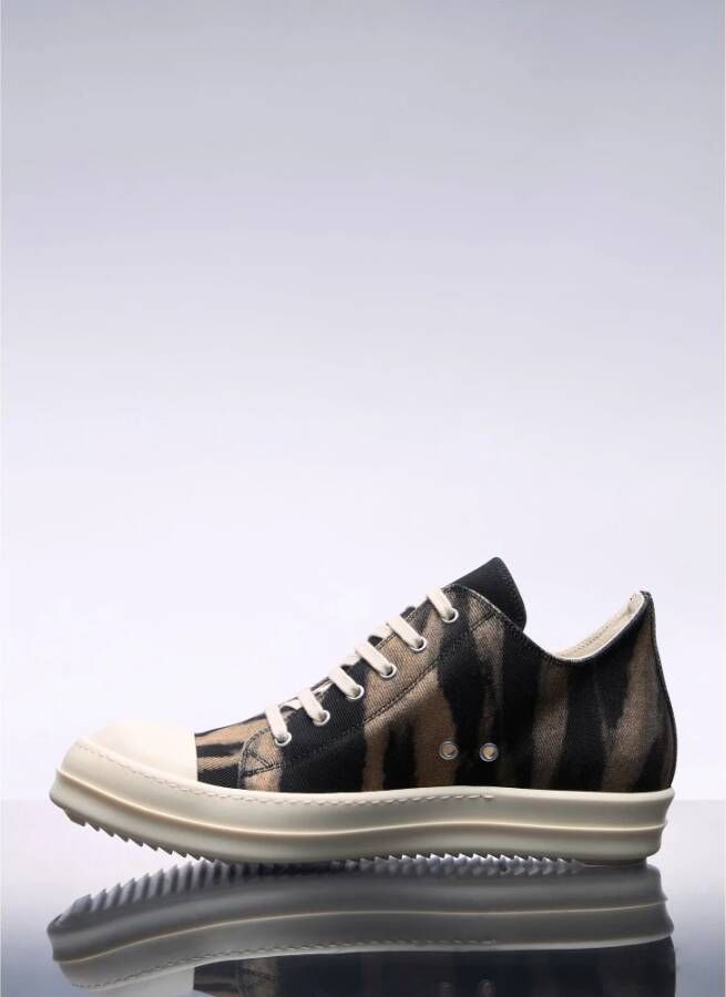 Rick Owens Denim Grafische Lage Sneakers Black Heren