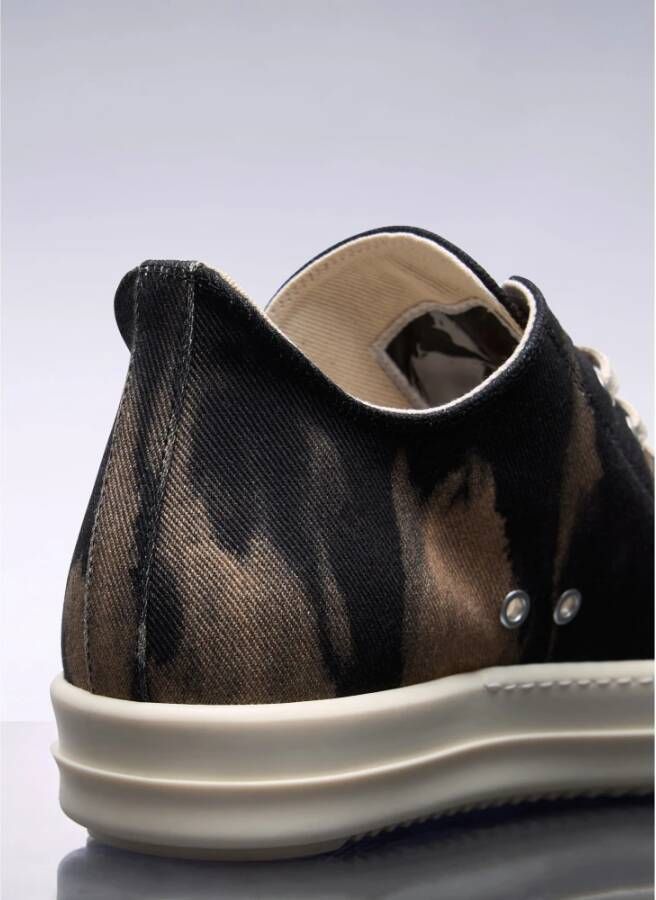 Rick Owens Denim Grafische Lage Sneakers Black Heren