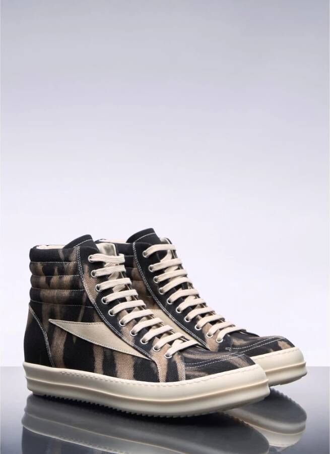 Rick Owens Denim Grafische Vintage Sneakers Multicolor Heren