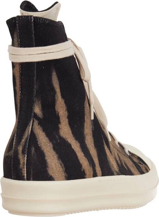 Rick Owens Denim High Top Sneaker Brown Dames